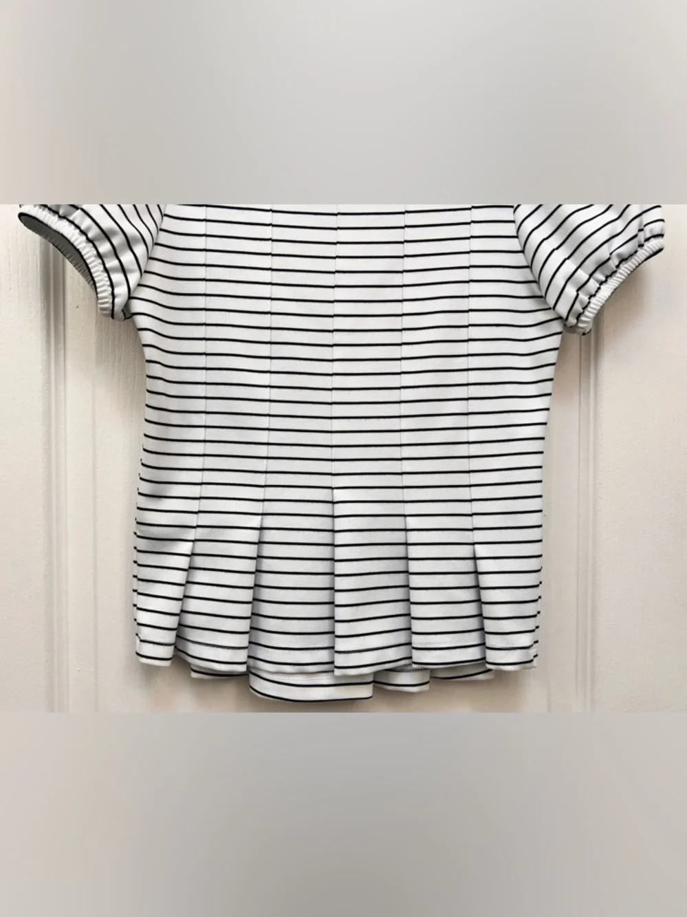 Anthropologie Maeve Corset Black and White Striped Puff Sleeve Blouse Womens XXS